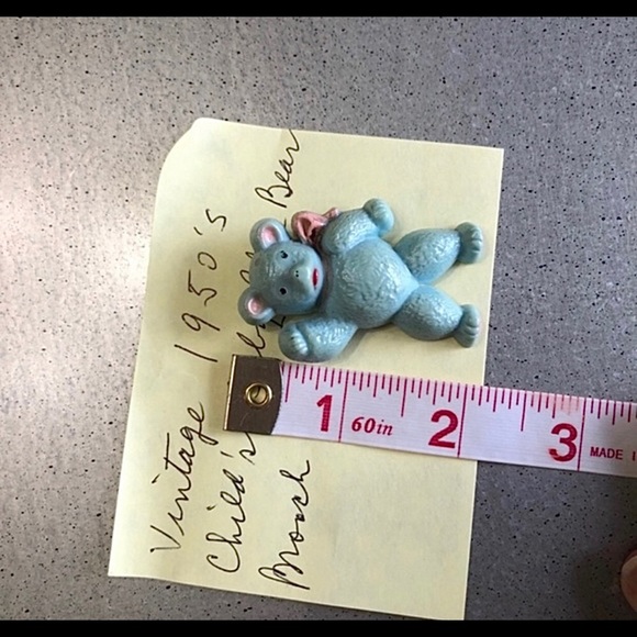 VINTAGE brooch 1950’s Child’s Baby Blue Bear Brooch Pin BABY KEEPSAKE - Picture 3 of 5